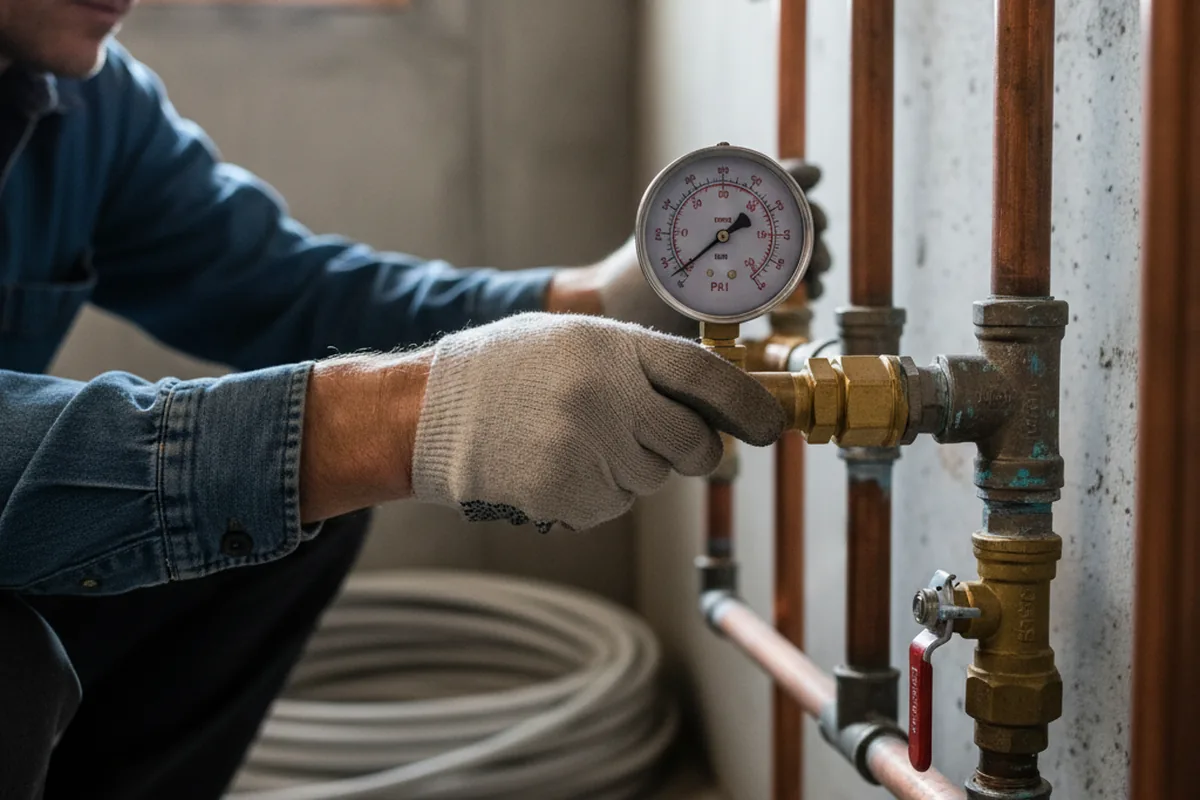 Pressure testing a repaired line during Water Line Repair in Bennett